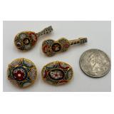 4 Gold Tone Mini Mosaic Pins