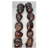 2 Garnet Color Stones Stretch Bracelets