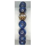Lapis Lazuli w/ Brass & Rhinestone Accent Bracelet