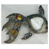 925 VTG Mother-of Pearl Fish Brooch/Pin
