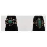 2 Sterling Silver Turquoise Rings