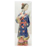 Handmade Chinese Wucai Porcelain Statue, Signed