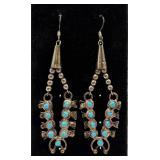 Sterling Silver Turquoise Squash Blossom Earrings