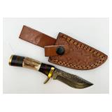 Small Damascus Steel Knife w/ Sheath