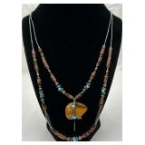 Tiger Eye & Turquoise Necklace w/ 925 Beads