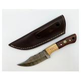 Damascus Steel Hunting Knife w/ Sheath