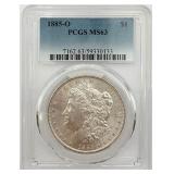 1885-O Morgan Silver Dollar, PCGS MS63