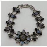Sterling Silver, Clear & Purple Stone Bracelet