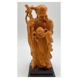 Vtg Chinese Hand-carved  Statue of Shou Xing