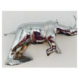 Shiny Silver-toned Rhinoceros Figurine