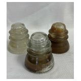 3 Clear Hemingray Insulators