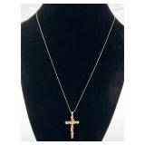 10K Gold Cross Pendant on 14K Gold Chain