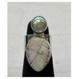 Sterling Silver, Howlite & Mother-of-Pearl Ring