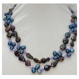 925 Blue Keshi Cornflake Pearls Necklace