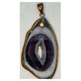 Mexico Copper Amethyst Geode Pendant