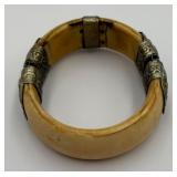 Vtg. Bone & Metal Bracelet