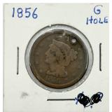 1856 Braided Hair Large Cent w/ Hole