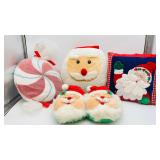 3 Santa Pillows & Slippers