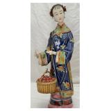 Handmade Chinese Wucai Porcelain Statue, Signed