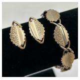 Golden Leaf Bracelet & Ear Clips