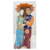 Handmade Chinese Wucai Porcelain Statue, Signed