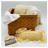 Basket w/Curtains, Dollie, Hanky, Pillow&Pouch