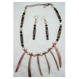 Iridescent Shell & Pearls Necklace w/ Earrings