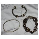 3 Silver-Tone Fashion Bracelets