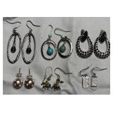 6 Pairs of Silver-tone Fashion Earrings