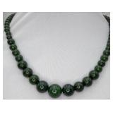 Green Nephrite Jade Round Beaded Necklace