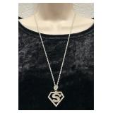 Jeweled Superman or Supergirl Necklace