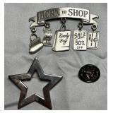 3 Silver-Tone Fashion Pins/Brooches