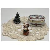 Christmas Music Box, Snowman Trinket Box, Tree