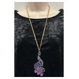 Beautiful Colorful Peacock Pendant on Chain