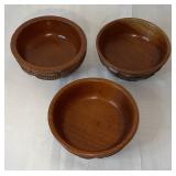 Vintage Hand-carved wooden salad bowls