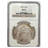 1902-O Morgan Silver Dollar, NGC MS63