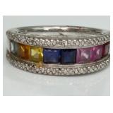 Sterling Silver Multi-Color Gemstone Ring