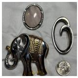 3 Silver-Tone Fashion Pins/Brooches