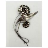 Antique Sterling Silver Double Flower Pin