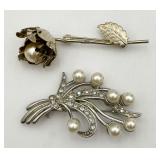 2 Pretty Flower Pins/Brooches