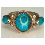 Sterling Silver Turquoise Ring, Signed R.B.
