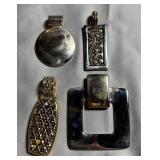 3 Two-Tone & 1 Silver-Tone Fashion Pendants