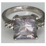 Sterling Silver Light Lavender Amethyst Ring