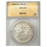 1904-O Morgan Silver Dollar, ANACS MS63
