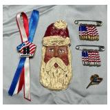 4 Patriotic Pins & 1 Santa Pin