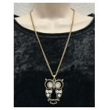 Large Rhinestone Owl Necklace
