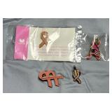 4 Gold-Tone Breast Cancer Awareness Pins