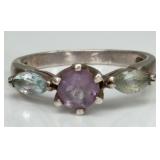 Sterling Silver Lavender Amethyst & CZ's Ring