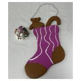 Christmas Santa Clauses, Wooden Stocking