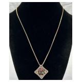 Sterling Necklace w/ Rubies, Emeralds $ Sapphires